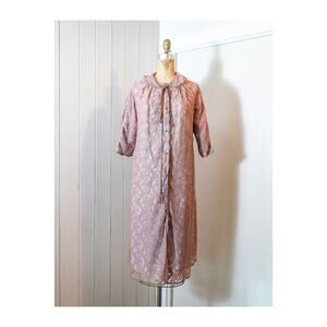 Vintage 60s Cocoa Brown And Blue Lace Robe, Housecoat Lingerie, Glam, Gossard, S